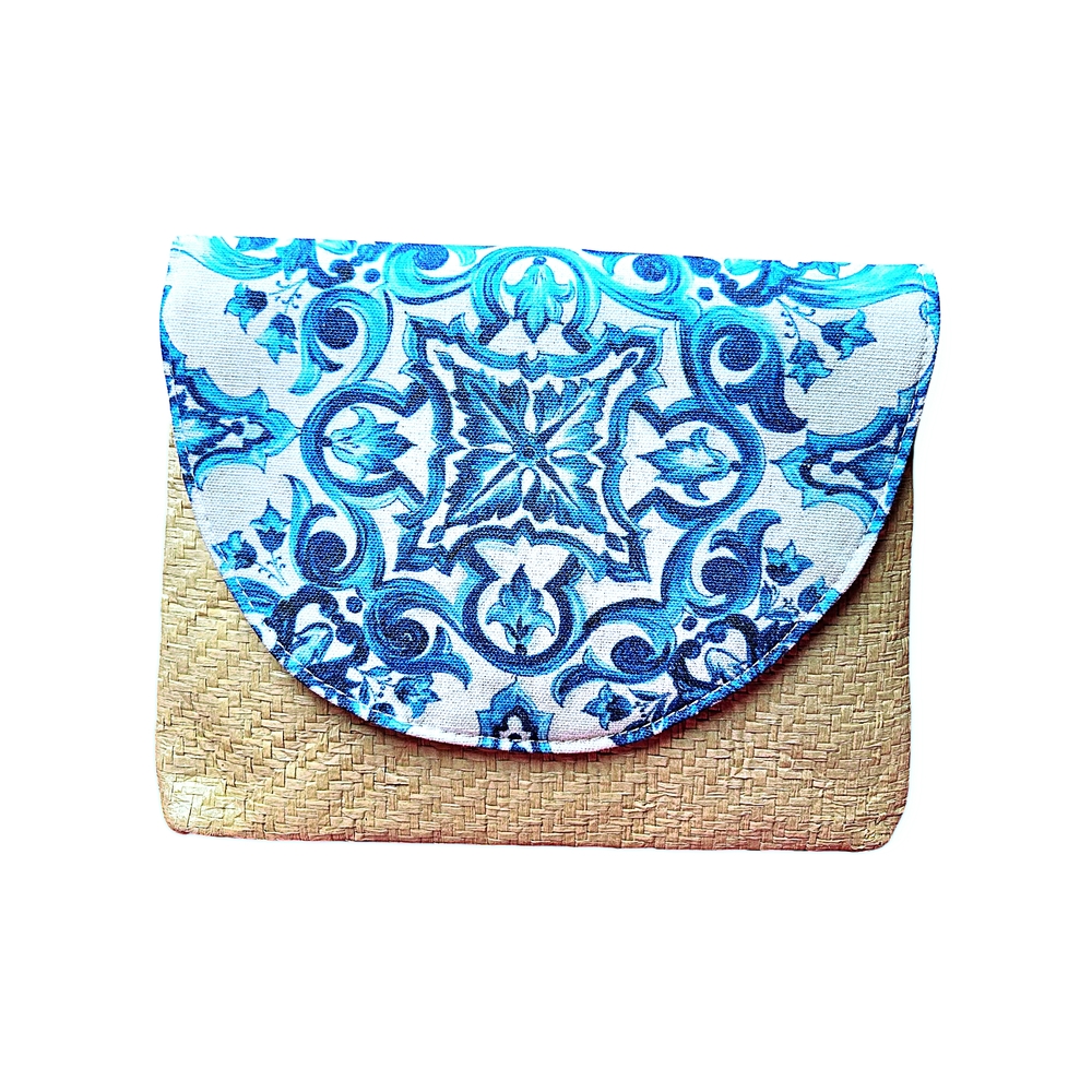 Blue Tan Clutch Bag Dolce & Gabbana Straw, Fabric New Summer/Spring NEW